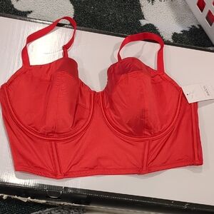 Auden Red Longline Underwire Bustier Bra